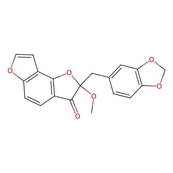 2D Structure of (2R)-2-(1,3-benzodioxol-5-ylmethyl)-2-methoxyfuro[2,3-e][1]benzofuran-3-one