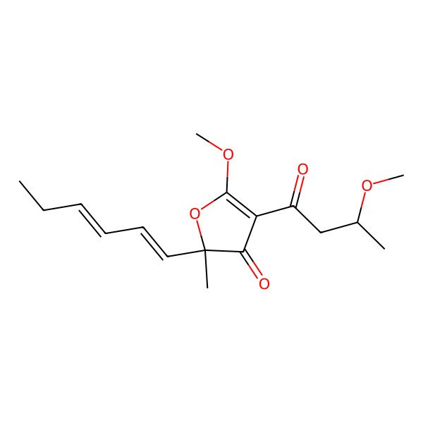 2D Structure of (2R)-2-[(1E,3E)-hexa-1,3-dienyl]-5-methoxy-4-[(3S)-3-methoxybutanoyl]-2-methylfuran-3-one