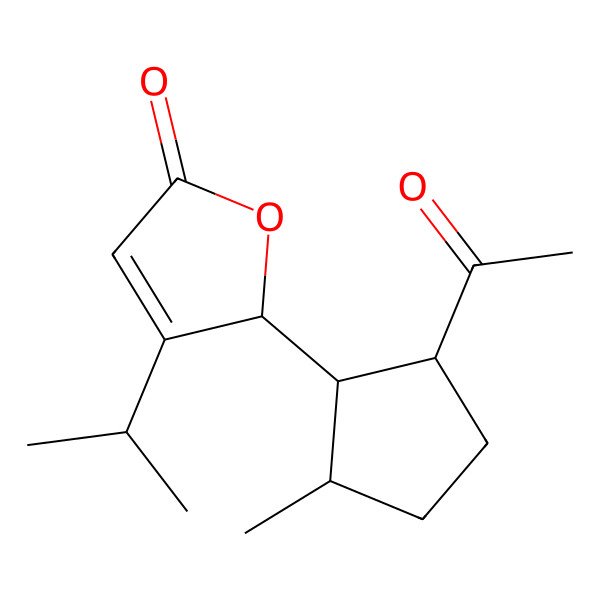 2D Structure of (2R)-2-[(1R,2S,5R)-2-acetyl-5-methylcyclopentyl]-3-propan-2-yl-2H-furan-5-one