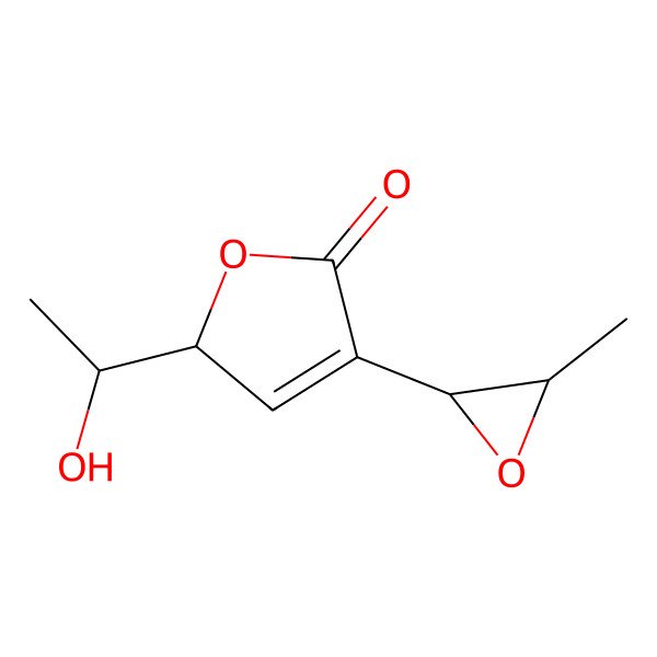 2D Structure of (2R)-2-[(1S)-1-hydroxyethyl]-4-[(2R,3R)-3-methyloxiran-2-yl]-2H-furan-5-one
