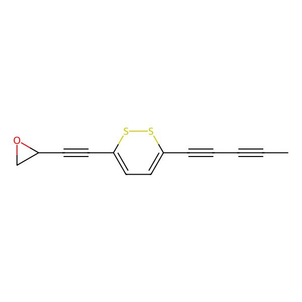 2D Structure of (2R)-2-[2-(6-penta-1,3-diynyldithiin-3-yl)ethynyl]oxirane