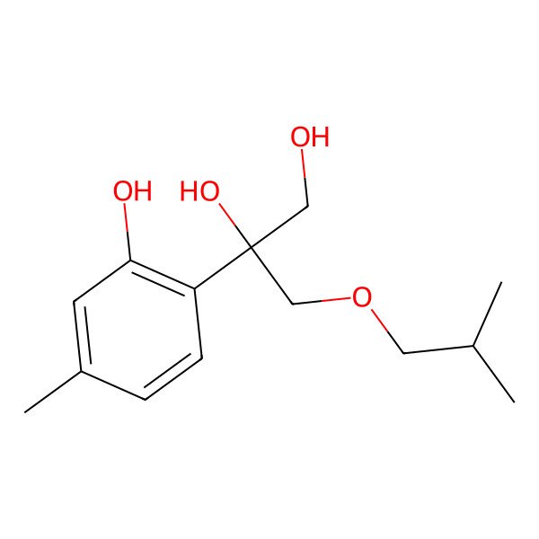 2D Structure of (2R)-2-(2-hydroxy-4-methylphenyl)-3-(2-methylpropoxy)propane-1,2-diol