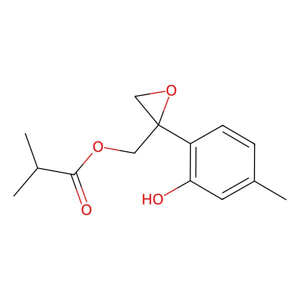 2D Structure of [(2R)-2-(2-hydroxy-4-methylphenyl)oxiran-2-yl]methyl 2-methylpropanoate