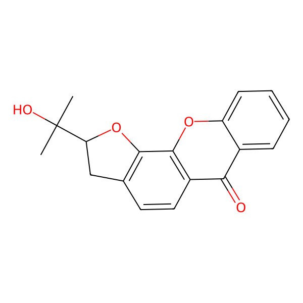 2D Structure of (2R)-2-(2-hydroxypropan-2-yl)-2,3-dihydrofuro[3,2-c]xanthen-6-one
