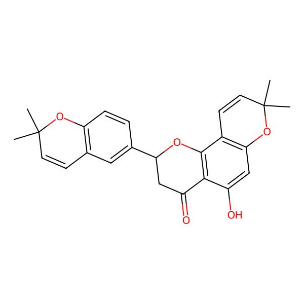 2D Structure of (2R)-2-(2,2-dimethylchromen-6-yl)-5-hydroxy-8,8-dimethyl-2,3-dihydropyrano[2,3-h]chromen-4-one