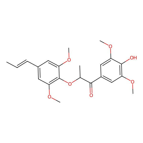 2D Structure of (2R)-2-[2,6-dimethoxy-4-[(E)-prop-1-enyl]phenoxy]-1-(4-hydroxy-3,5-dimethoxyphenyl)propan-1-one