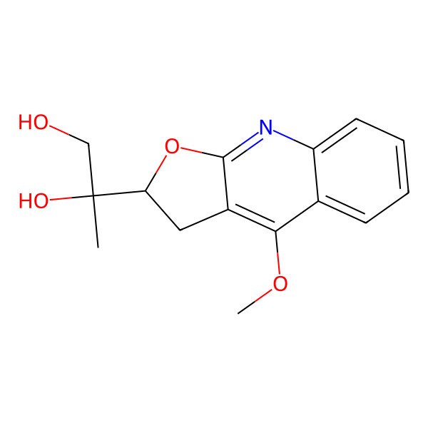 2D Structure of (2R)-2-[(2R)-4-methoxy-2,3-dihydrofuro[2,3-b]quinolin-2-yl]propane-1,2-diol