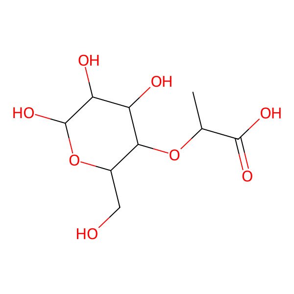 2D Structure of (2R)-2-[(2R,3S,4R,5R,6S)-4,5,6-trihydroxy-2-(hydroxymethyl)oxan-3-yl]oxypropanoic acid