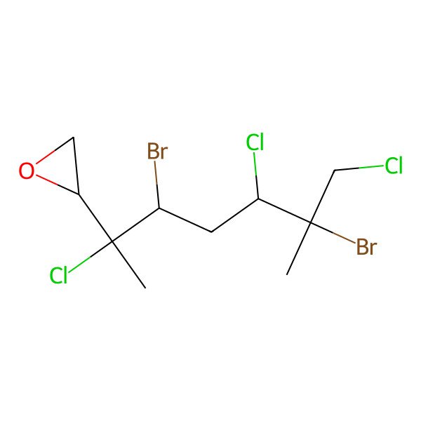 2D Structure of (2R)-2-[(2S,3S,5S,6R)-3,6-dibromo-2,5,7-trichloro-6-methylheptan-2-yl]oxirane