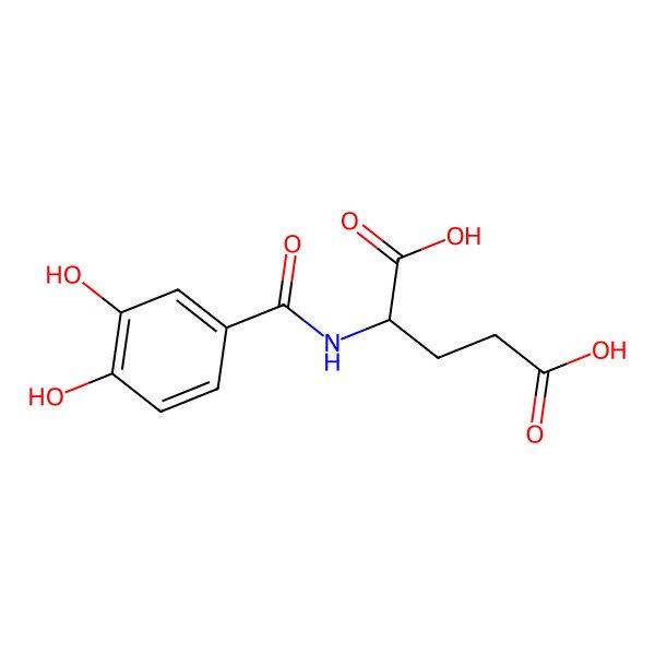 2D Structure of (2R)-2-[(3,4-dihydroxybenzoyl)amino]pentanedioic acid