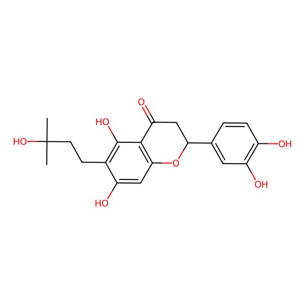 2D Structure of (2R)-2-(3,4-dihydroxyphenyl)-5,7-dihydroxy-6-(3-hydroxy-3-methylbutyl)-2,3-dihydrochromen-4-one