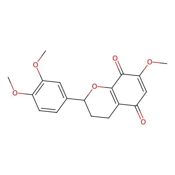 2D Structure of (2R)-2-(3,4-dimethoxyphenyl)-7-methoxy-3,4-dihydro-2H-chromene-5,8-dione