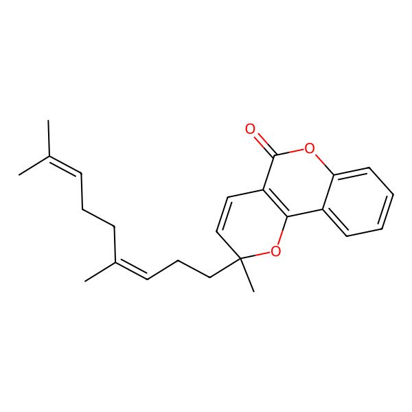 2D Structure of (2R)-2-[(3E)-4,8-dimethylnona-3,7-dienyl]-2-methylpyrano[3,2-c]chromen-5-one