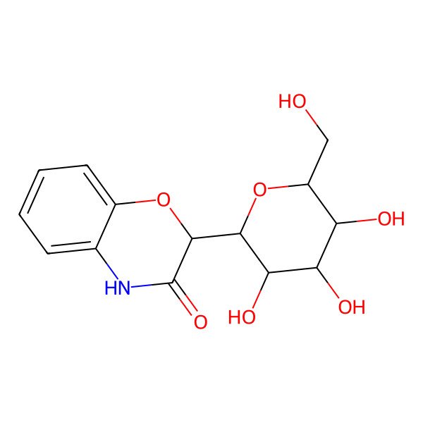 2D Structure of (2R)-2-[(3R,4S,5S,6R)-3,4,5-trihydroxy-6-(hydroxymethyl)oxan-2-yl]-4H-1,4-benzoxazin-3-one
