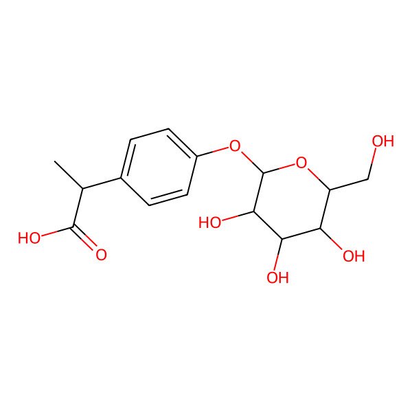 2D Structure of (2R)-2-[4-[(2R,3S,4R,5R,6S)-3,4,5-trihydroxy-6-(hydroxymethyl)oxan-2-yl]oxyphenyl]propanoic acid