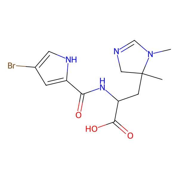 2D Structure of (2R)-2-[(4-bromo-1H-pyrrole-2-carbonyl)amino]-3-[(5S)-1,5-dimethyl-4H-imidazol-5-yl]propanoic acid