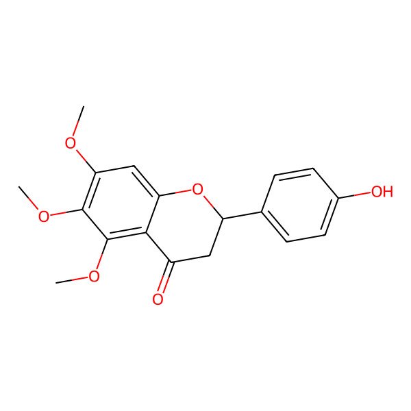 2D Structure of (2R)-2-(4-hydroxyphenyl)-5,6,7-trimethoxy-2,3-dihydrochromen-4-one