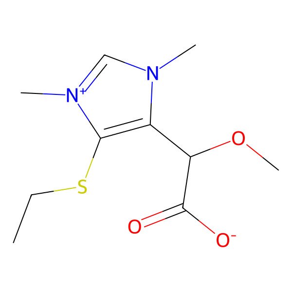 2D Structure of (2R)-2-(5-ethylsulfanyl-1,3-dimethylimidazol-1-ium-4-yl)-2-methoxyacetate