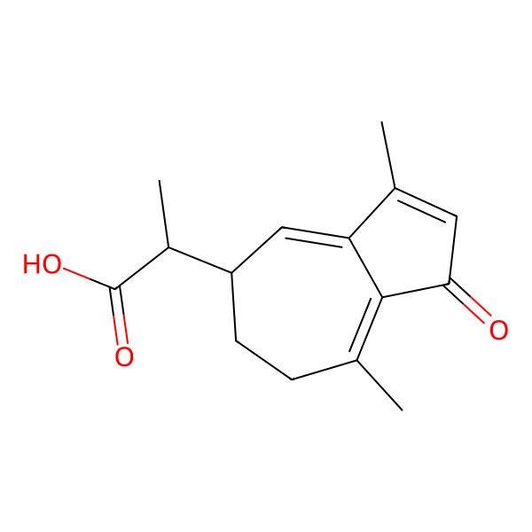 2D Structure of (2R)-2-[(5S)-3,8-dimethyl-1-oxo-6,7-dihydro-5H-azulen-5-yl]propanoic acid