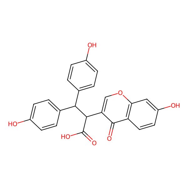 2D Structure of (2R)-2-(7-hydroxy-4-oxochromen-3-yl)-3,3-bis(4-hydroxyphenyl)propanoic acid 2D Structure of (2R)-2-(7-hydroxy-4-oxochromen-3-yl)-3,3-bis(4-hydroxyphenyl)propanoic acid