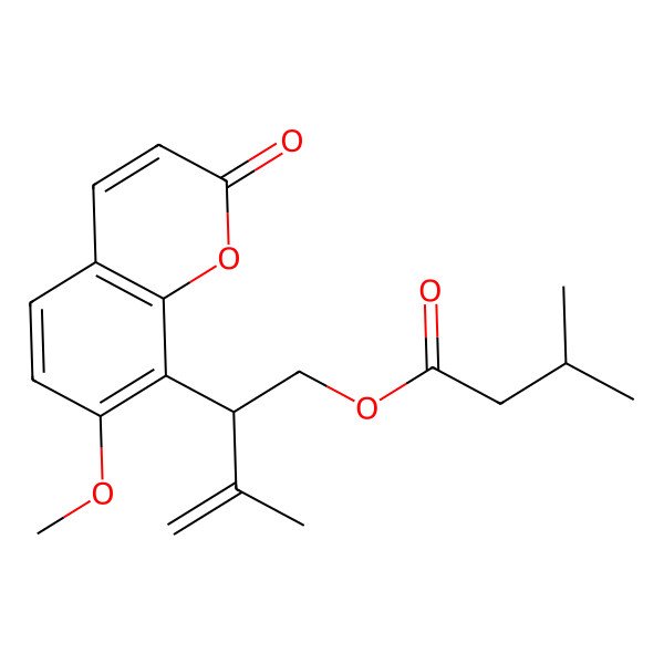 2D Structure of [(2R)-2-(7-methoxy-2-oxochromen-8-yl)-3-methylbut-3-enyl] 3-methylbutanoate