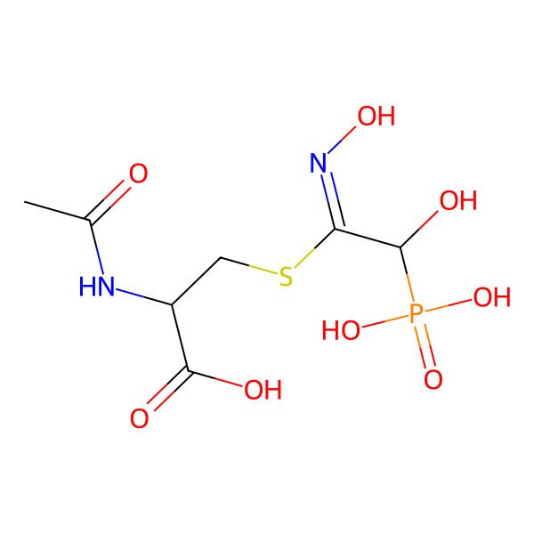 2D Structure of (2R)-2-acetamido-3-[(Z)-N-hydroxy-C-[hydroxy(phosphono)methyl]carbonimidoyl]sulfanylpropanoic acid