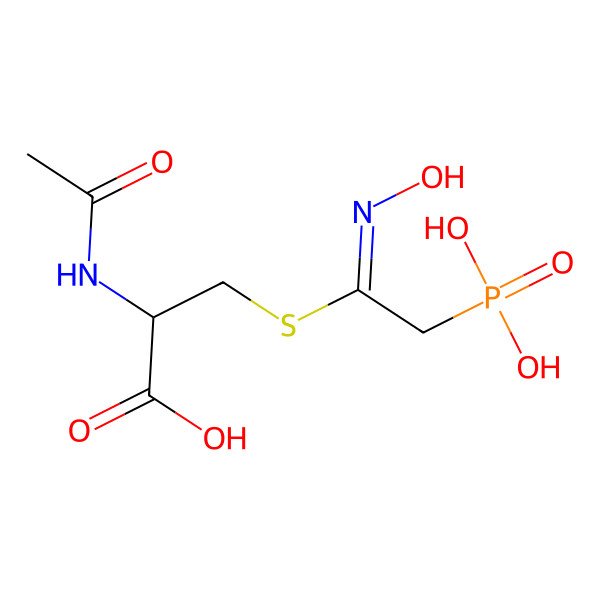 2D Structure of (2R)-2-acetamido-3-[(Z)-N-hydroxy-C-(phosphonomethyl)carbonimidoyl]sulfanylpropanoic acid