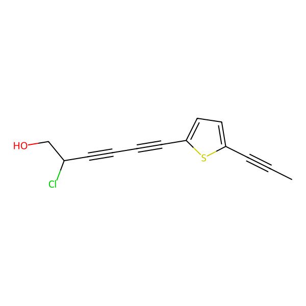 2D Structure of (2R)-2-chloro-6-(5-prop-1-ynylthiophen-2-yl)hexa-3,5-diyn-1-ol
