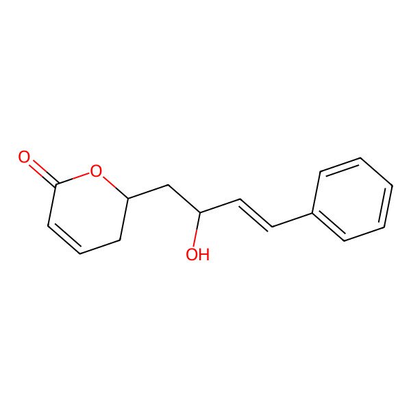2D Structure of (2R)-2-[(E,2R)-2-hydroxy-4-phenylbut-3-enyl]-2,3-dihydropyran-6-one