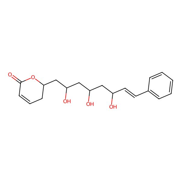 2D Structure of (2R)-2-[(E,2R,4R,6R)-2,4,6-trihydroxy-8-phenyloct-7-enyl]-2,3-dihydropyran-6-one