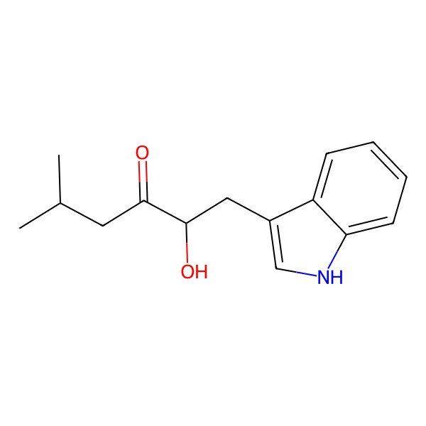 2D Structure of (2R)-2-hydroxy-1-(1H-indol-3-yl)-5-methylhexan-3-one