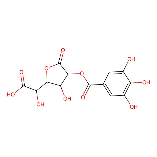 2D Structure of (2R)-2-hydroxy-2-[(2S,3R,4S)-3-hydroxy-5-oxo-4-(3,4,5-trihydroxybenzoyl)oxyoxolan-2-yl]acetic acid