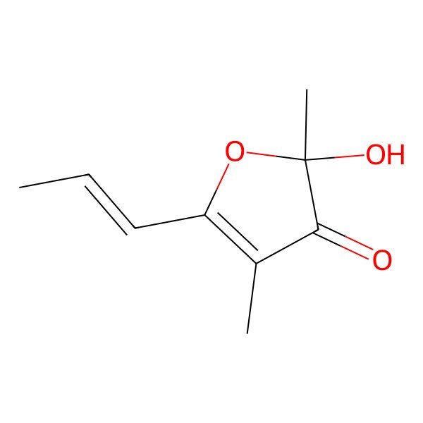 2D Structure of (2R)-2-hydroxy-2,4-dimethyl-5-[(E)-prop-1-enyl]furan-3-one