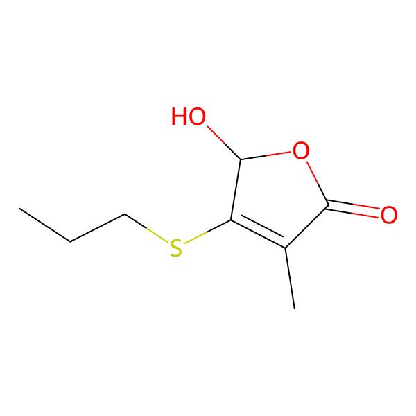 2D Structure of (2R)-2-hydroxy-4-methyl-3-propylsulfanyl-2H-furan-5-one