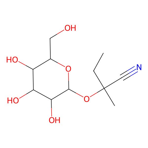 2D Structure of (2R)-2-methyl-2-[(2S,3S,4S,5S,6S)-3,4,5-trihydroxy-6-(hydroxymethyl)oxan-2-yl]oxybutanenitrile