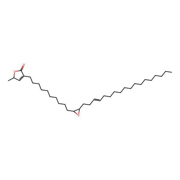 2D Structure of (2R)-2-methyl-4-[10-[(2R,3R)-3-[(Z)-octadec-3-enyl]oxiran-2-yl]decyl]-2H-furan-5-one
