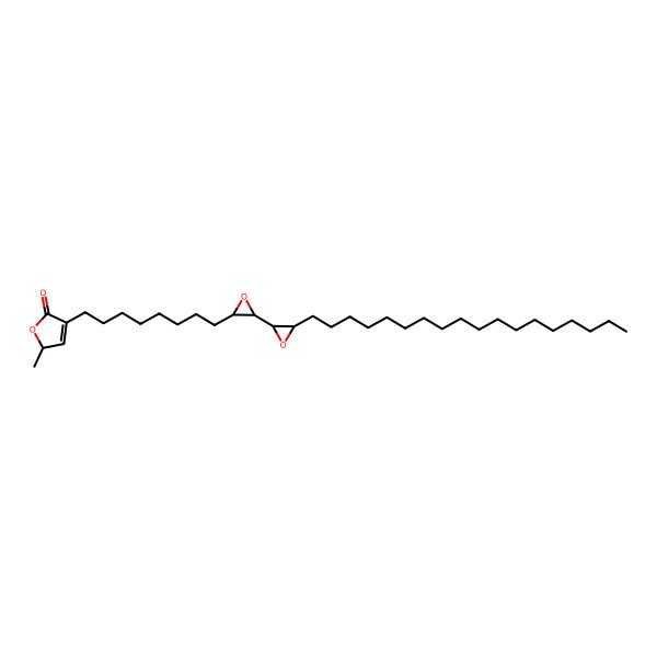 2D Structure of (2R)-2-methyl-4-[8-[(2R,3S)-3-[(2S,3R)-3-octadecyloxiran-2-yl]oxiran-2-yl]octyl]-2H-furan-5-one