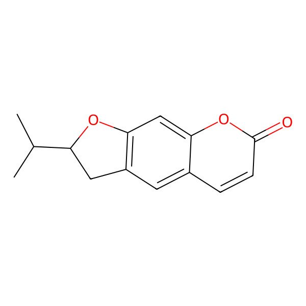 2D Structure of (2R)-2-propan-2-yl-2,3-dihydrofuro[3,2-g]chromen-7-one