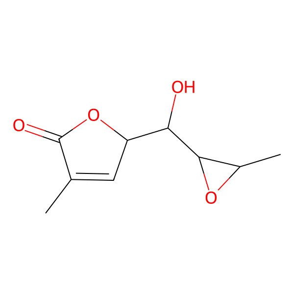 2D Structure of (2R)-2-[(R)-hydroxy-[(2R,3S)-3-methyloxiran-2-yl]methyl]-4-methyl-2H-furan-5-one