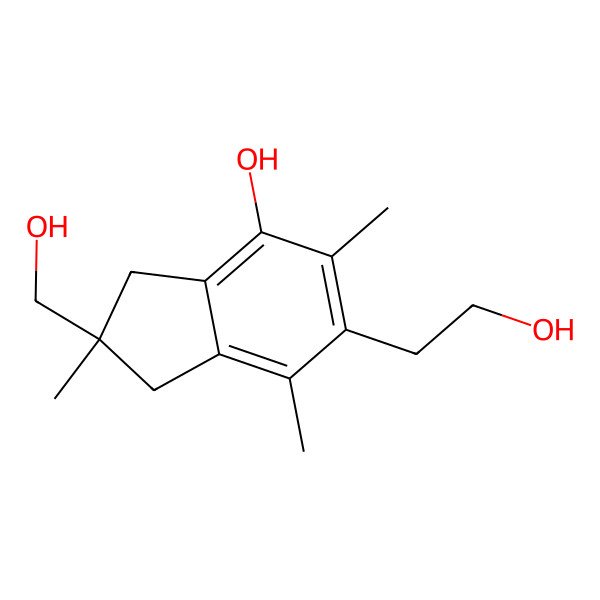 2D Structure of (2R)-2,3-Dihydro-7-hydroxy-2-(hydroxymethyl)-2,4,6-trimethyl-1H-indene-5-ethanol