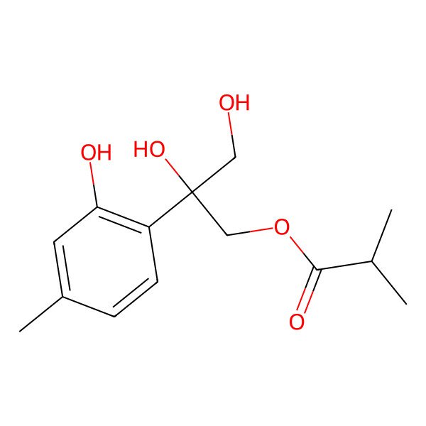 2D Structure of [(2R)-2,3-dihydroxy-2-(2-hydroxy-4-methylphenyl)propyl] 2-methylpropanoate