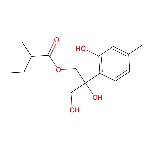 2D Structure of [(2R)-2,3-dihydroxy-2-(2-hydroxy-4-methylphenyl)propyl] (2R)-2-methylbutanoate