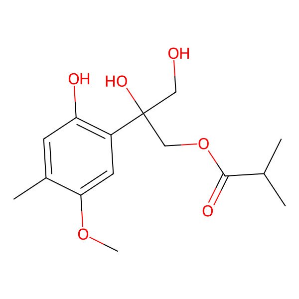 2D Structure of [(2R)-2,3-dihydroxy-2-(2-hydroxy-5-methoxy-4-methylphenyl)propyl] 2-methylpropanoate
