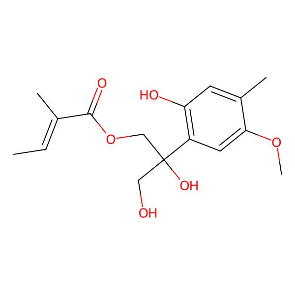 2D Structure of [(2R)-2,3-dihydroxy-2-(2-hydroxy-5-methoxy-4-methylphenyl)propyl] (E)-2-methylbut-2-enoate
