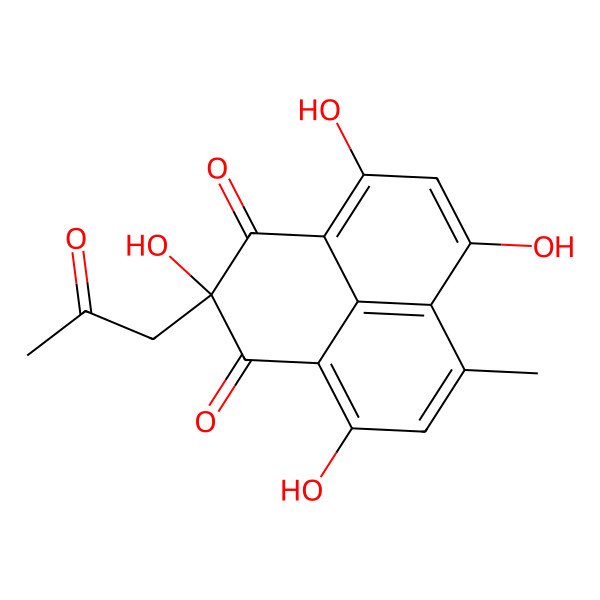 2D Structure of (2R)-2,4,6,9-tetrahydroxy-7-methyl-2-(2-oxopropyl)phenalene-1,3-dione 2D Structure of (2R)-2,4,6,9-tetrahydroxy-7-methyl-2-(2-oxopropyl)phenalene-1,3-dione