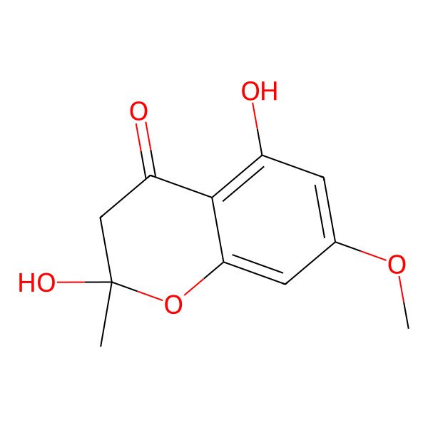 2D Structure of (2R)-2,5-dihydroxy-7-methoxy-2-methyl-3H-chromen-4-one