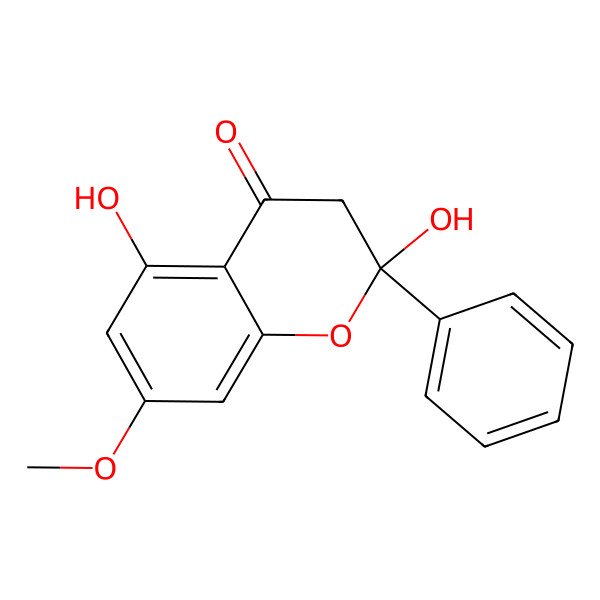 2D Structure of (2R)-2,5-dihydroxy-7-methoxy-2-phenyl-3H-chromen-4-one