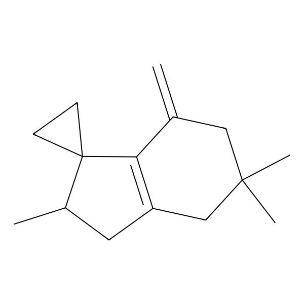 2D Structure of (2R)-2,6,6-trimethyl-4-methylidenespiro[1,2,5,7-tetrahydroindene-3,1'-cyclopropane]