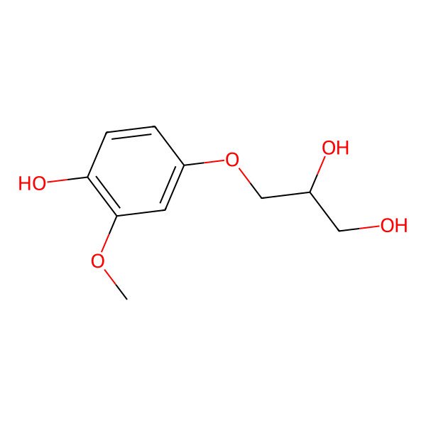 2D Structure of (2R)-3-(4-hydroxy-3-methoxyphenoxy)propane-1,2-diol