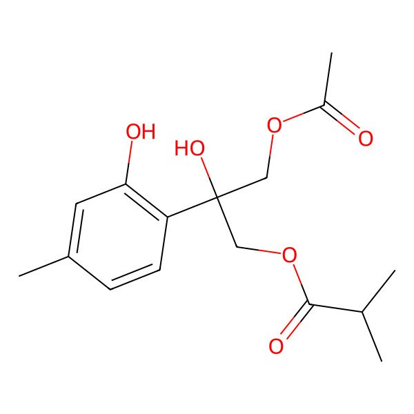 2D Structure of [(2R)-3-acetyloxy-2-hydroxy-2-(2-hydroxy-4-methylphenyl)propyl] 2-methylpropanoate